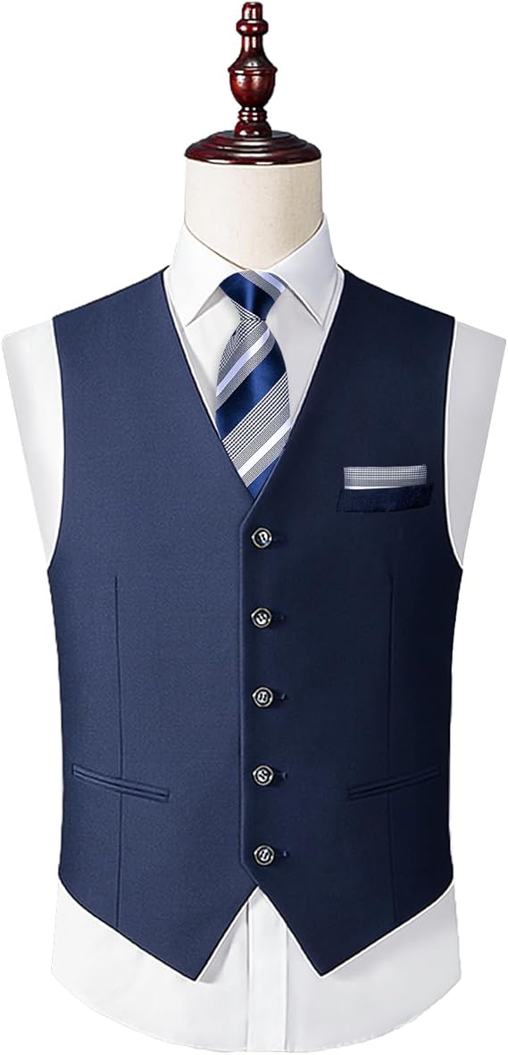 2PCS Set for Father and Son Tie Silk Mens and Boys Adjustable Necktie & Pocket Square Cufflinks Kids Pre-tied Necktie(Blue and Grey Striped)