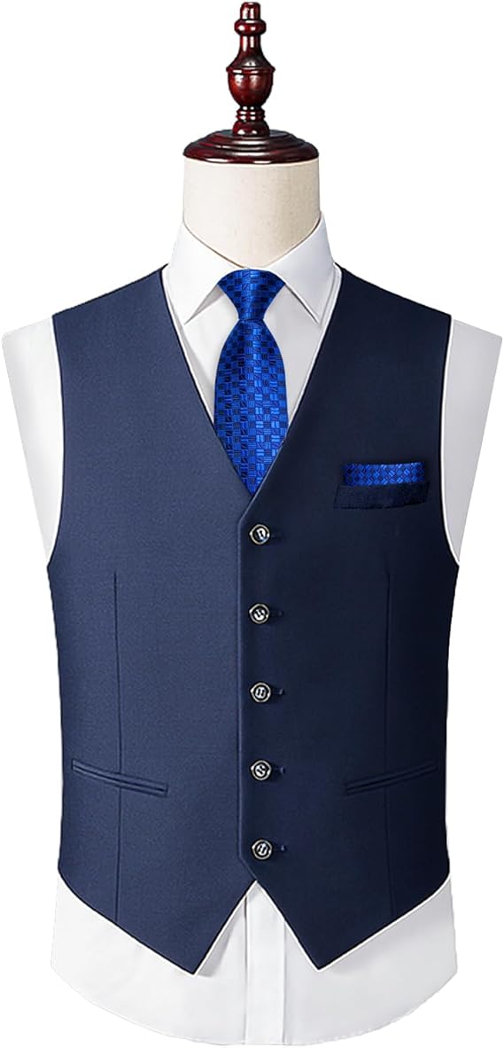 2PCS Set for Father and Son Tie Silk Mens and Boys Adjustable Necktie & Pocket Square Cufflinks Kids Pre-tied Necktie(Blue Plaid)