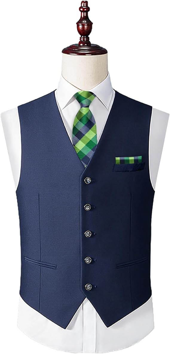 2PCS Set for Father and Son Tie Silk Mens and Boys Adjustable Necktie & Pocket Square Cufflinks Kids Pre-tied Necktie（Green and Blue Plaid）