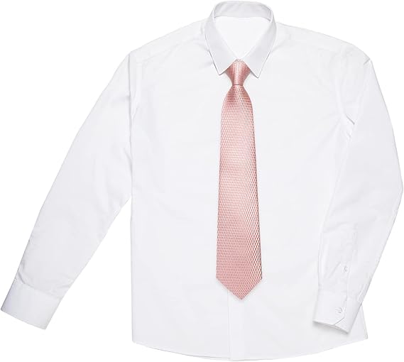 2PCS Set for Father and Son Tie Silk Mens and Boys Adjustable Necktie & Pocket Square Cufflinks Kids Pre-tied Necktie（Blush Pink）